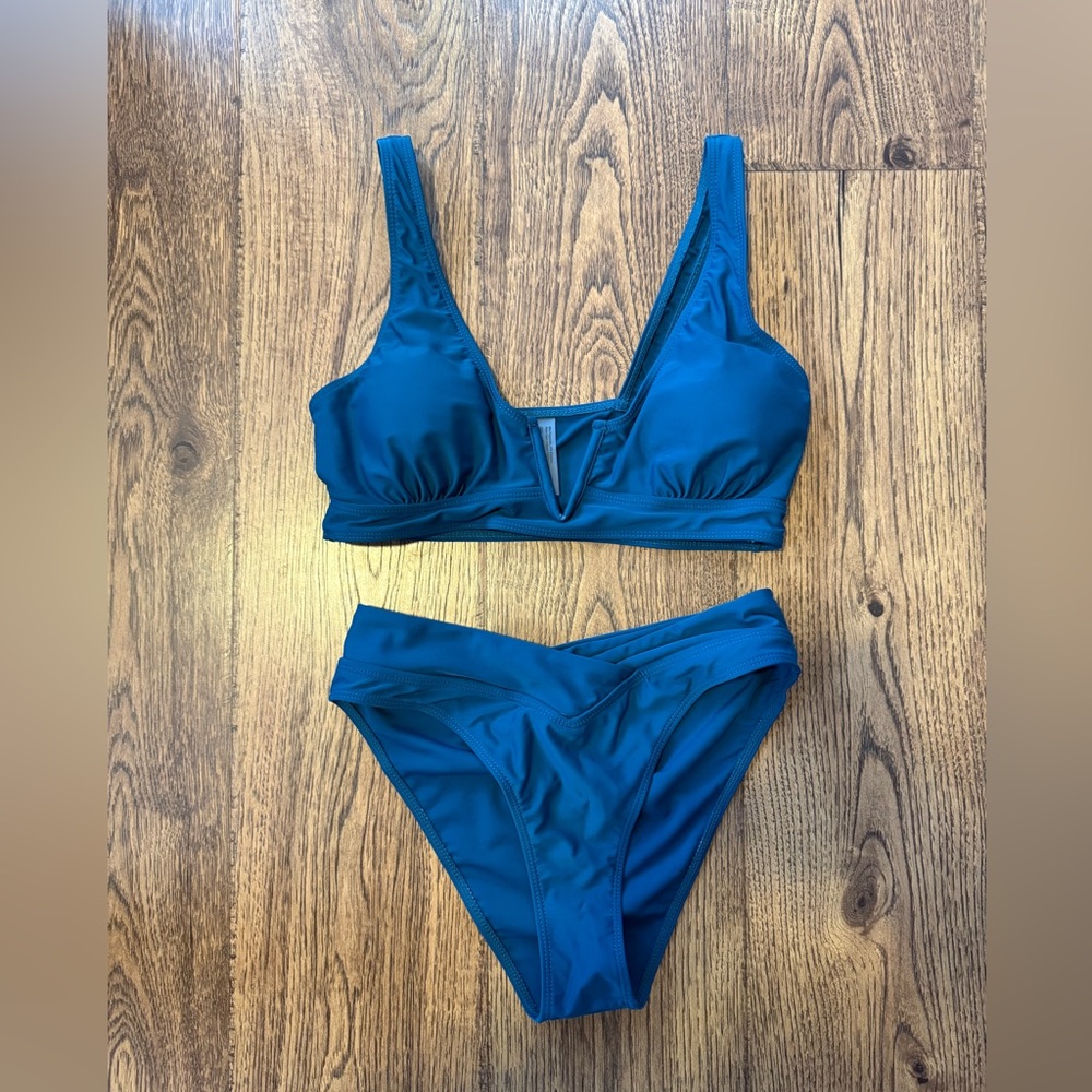 Teal Bikini with High Cut Bottoms